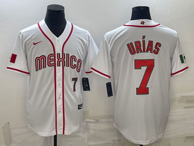 Men 2023 World Cub Mexico 7 Urias White Nike MLB Jersey19